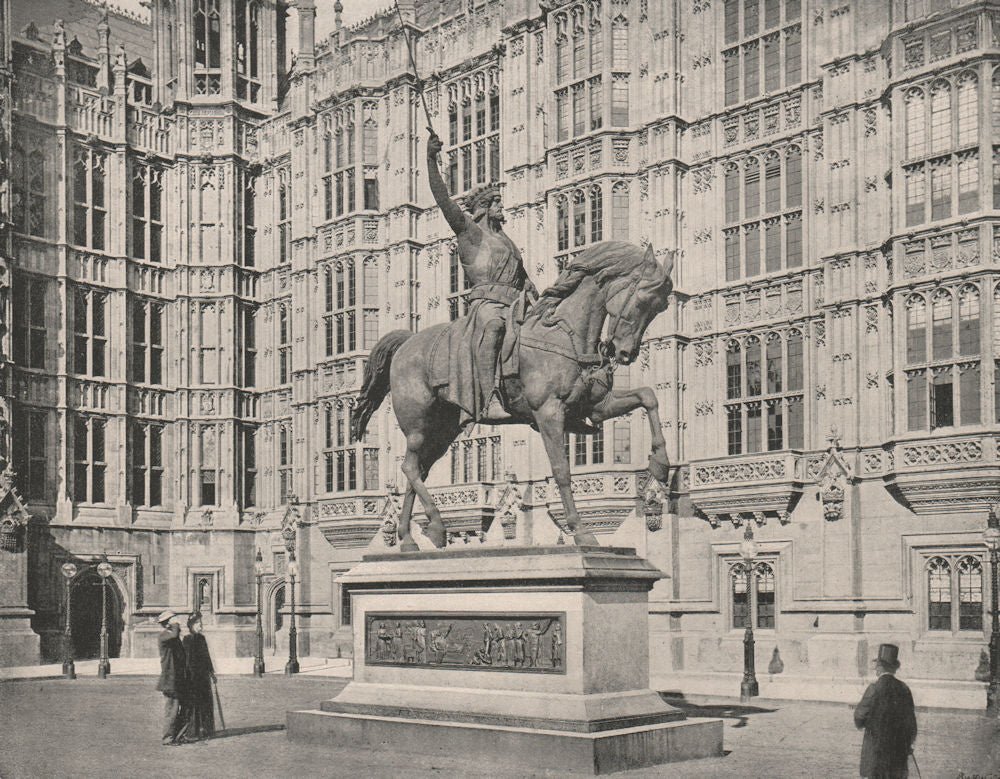 Statue of Richard Coeur de Lion, Old Palace Yard, Westminster. London 1896